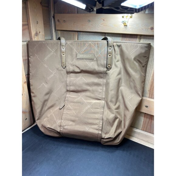 Vera Bradley Brown Nylon Tote Bag With Interior Pattern & Zipper Pockets - Picture 14 of 14